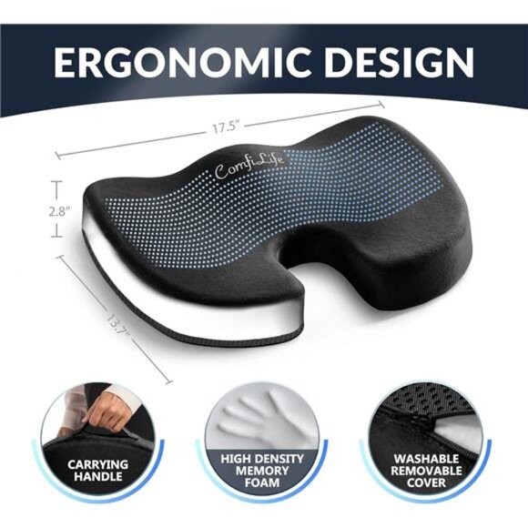 Gel Enhanced Seat Cushion – Office Chair Cushion – Non-Slip Gel & Memory Foam - Picture 4 of 7